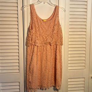 Peach lace scalloped dress